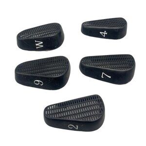 golf iron head covers set of 6 black w 7 6 2 4 5 plastic vents READ